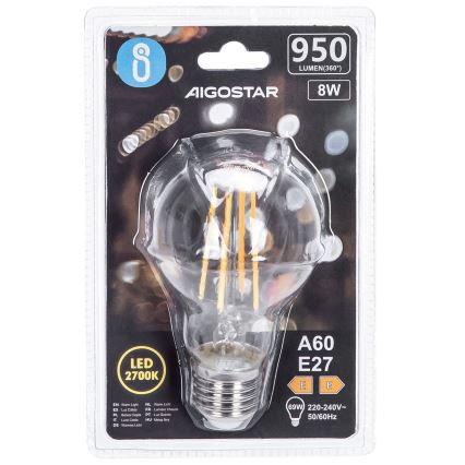 LED Žarulja FILAMENT A60 E27/8W/230V 2700K - Aigostar