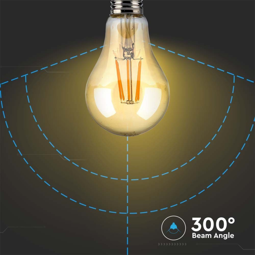 LED Žarulja FILAMENT AMBER A67 E27/10W/230V 2200K