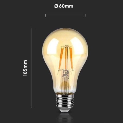 LED Žarulja FILAMENT AMBER A67 E27/10W/230V 2200K