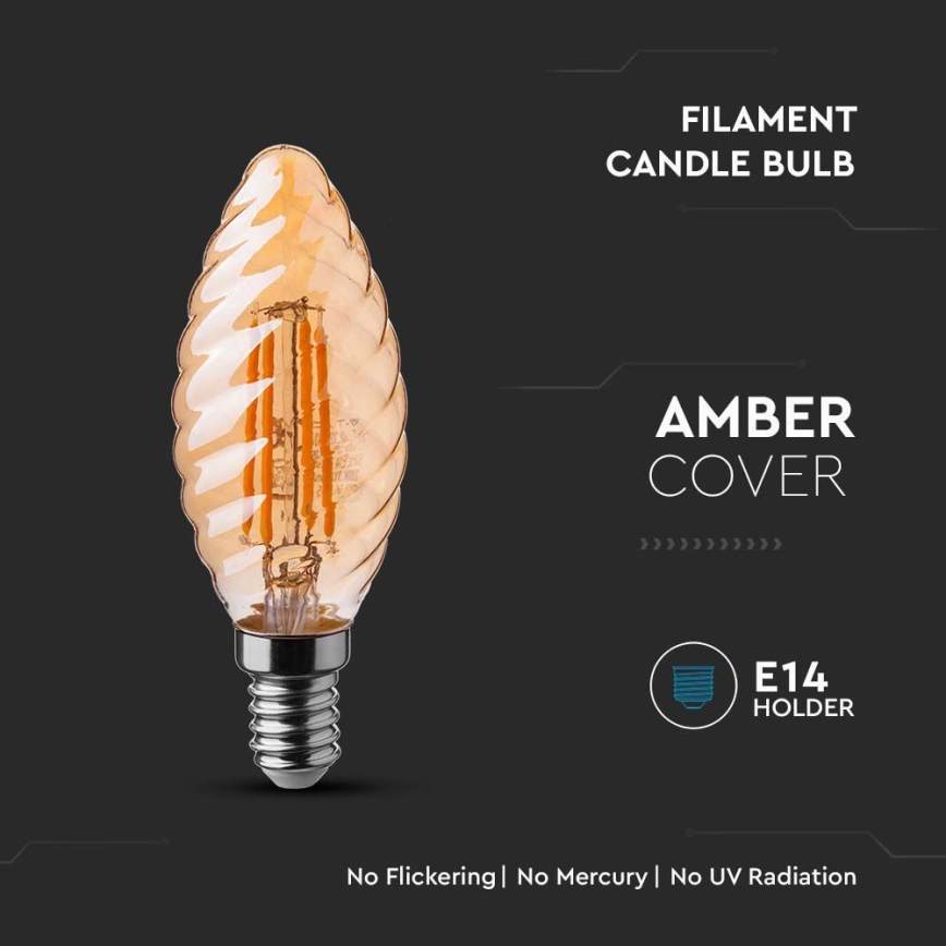 LED Žarulja FILAMENT AMBER E14/4W/230V 2200K