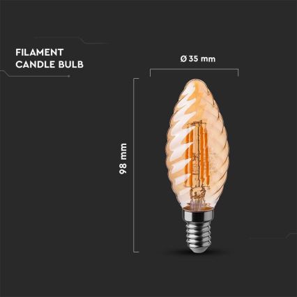 LED Žarulja FILAMENT AMBER E14/4W/230V 2200K