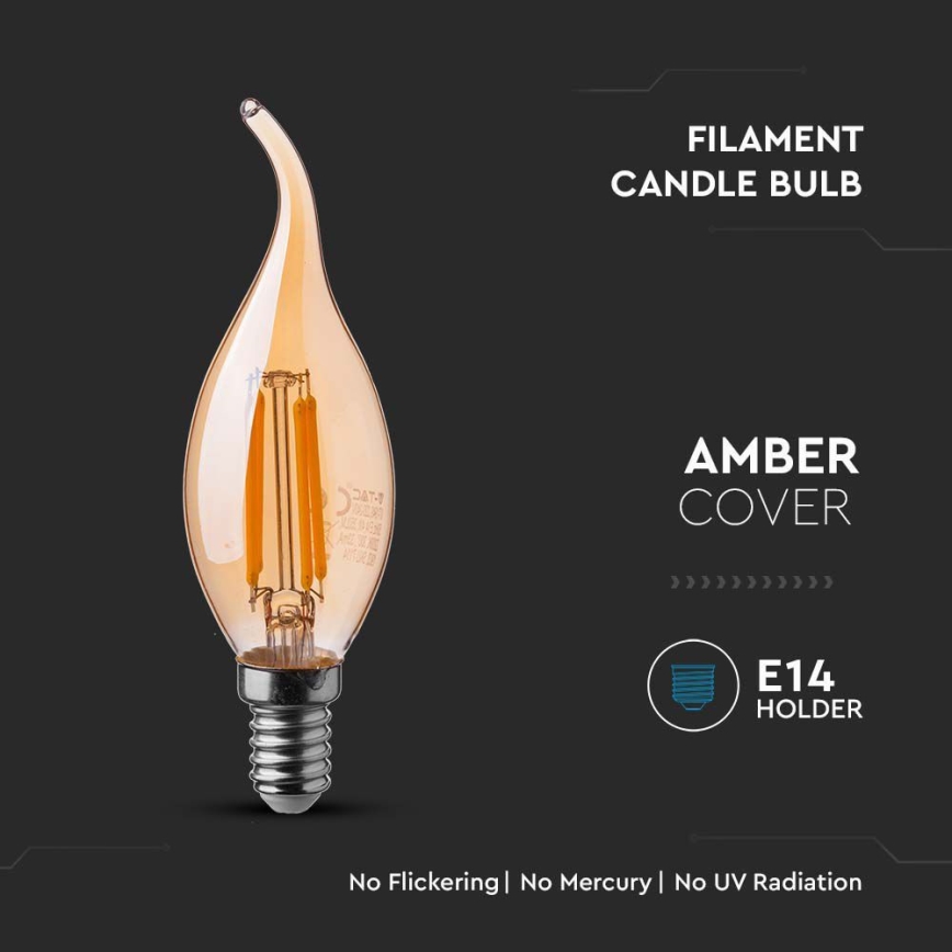 LED Žarulja FILAMENT AMBER E14/4W/230V 2200K