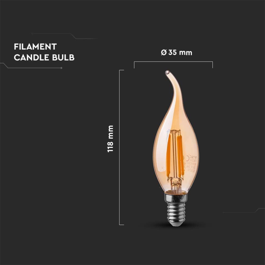 LED Žarulja FILAMENT AMBER E14/4W/230V 2200K