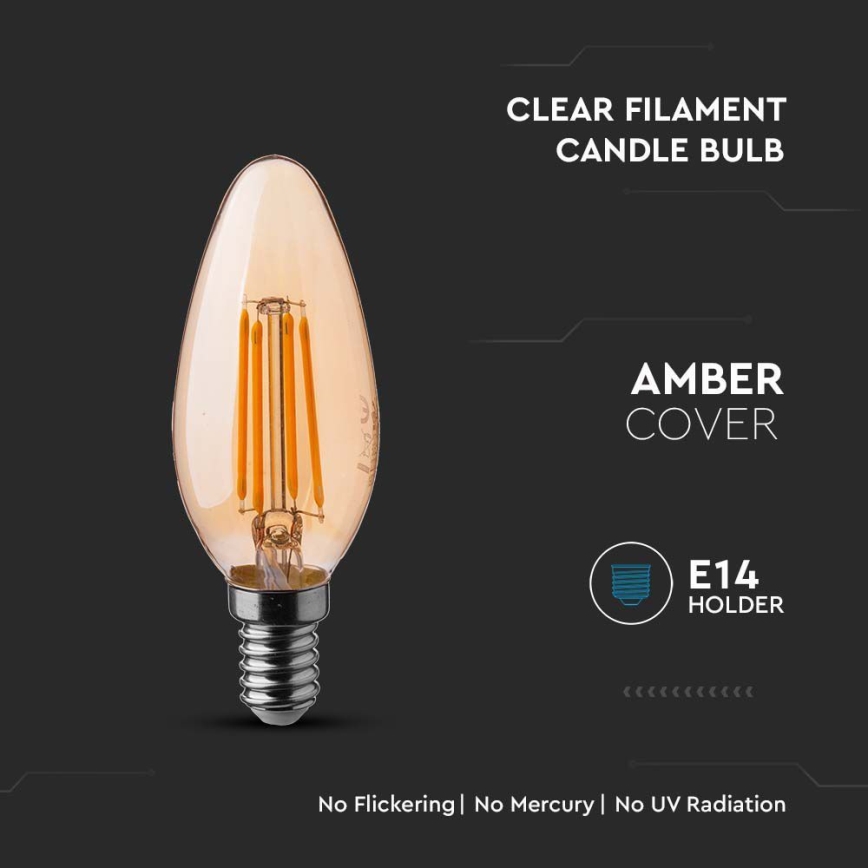 LED Žarulja FILAMENT AMBER E14/4W/230V 2200K