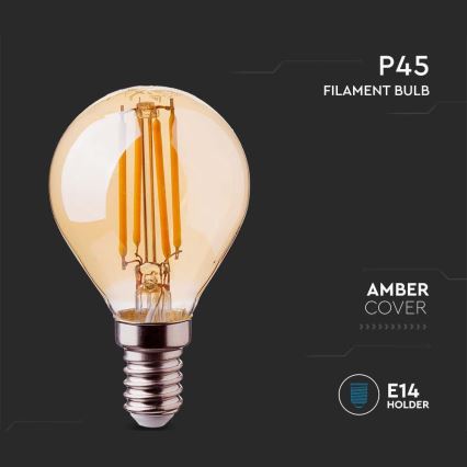 LED Žarulja FILAMENT AMBER P45 E14/4W/230V 2200K