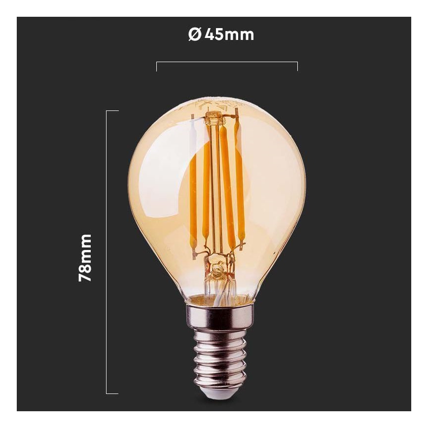 LED Žarulja FILAMENT AMBER P45 E14/4W/230V 2200K