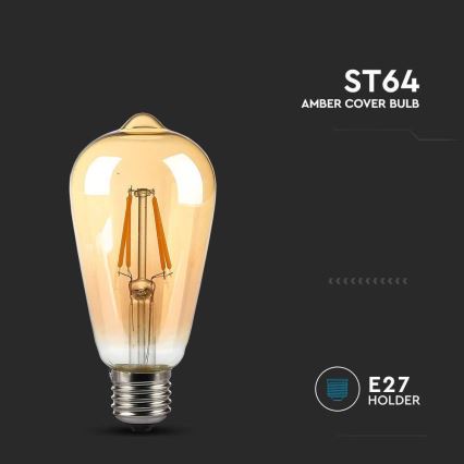 LED Žarulja FILAMENT AMBER ST64 E27/8W/230V 2200K