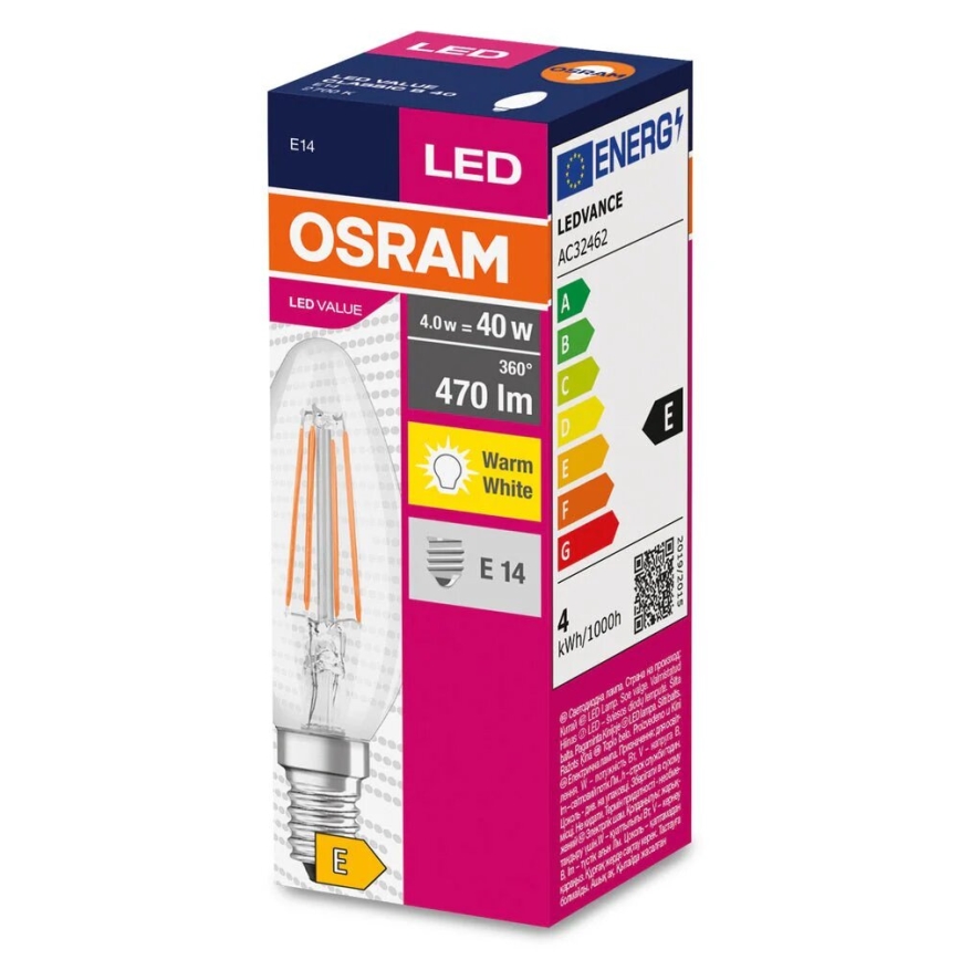 LED Žarulja FILAMENT B40 E14/4W/230V 2700K - Osram