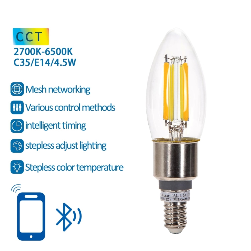 LED Prigušiva žarulja FILAMENT MESH Smart C35 E14/4,5W/230V 2700-6500K - Aigostar
