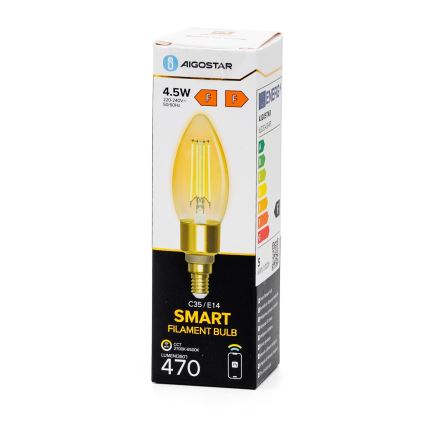 LED prigušivača žarulja FILAMENT C35 E14/4,5W/230V 2700-6500K Wi-Fi - Aigostar