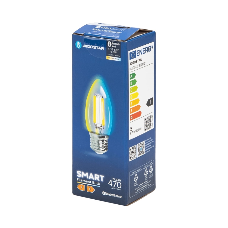 LED Prigušiva žarulja FILAMENT MESH Smart C35 E27/4,5W/230V 2700-6500K - Aigostar