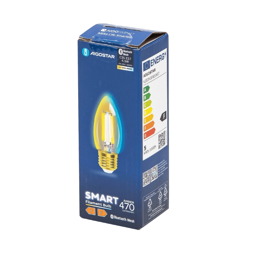 LED Prigušiva žarulja FILAMENT MESH Smart C35 E27/4,5W/230V 2700-6500K - Aigostar