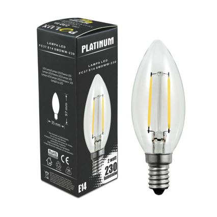 LED Žarulja FILAMENT C37 E14/2W/230V 3000K