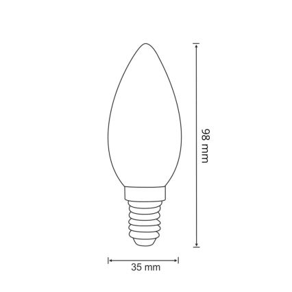LED Žarulja FILAMENT C37 E14/2W/230V 3000K