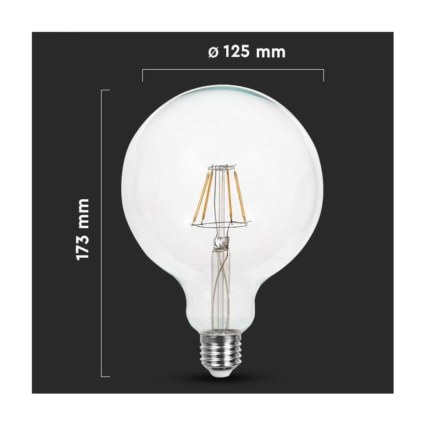 LED Žarulja FILAMENT G125 E27/10W/230V 3000K