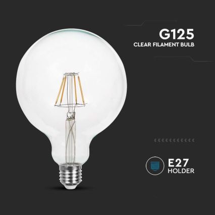 LED Žarulja FILAMENT G125 E27/10W/230V 6400K