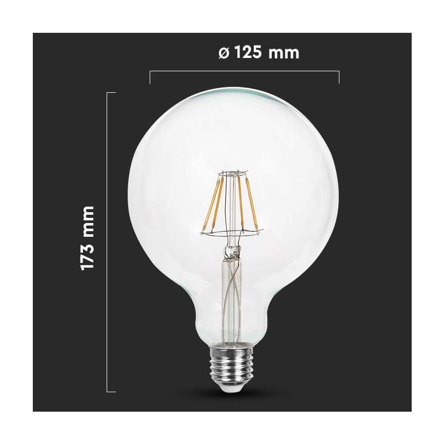 LED Žarulja FILAMENT G125 E27/10W/230V 6400K