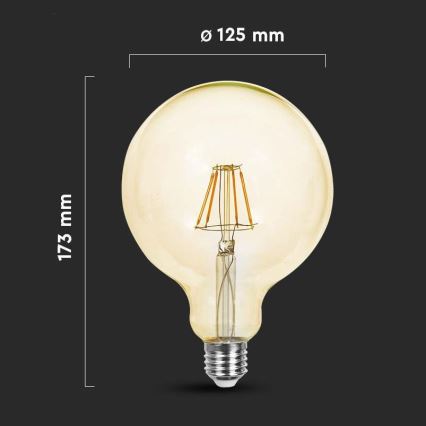 LED Žarulja FILAMENT G125 E27/12W/230V 2200K