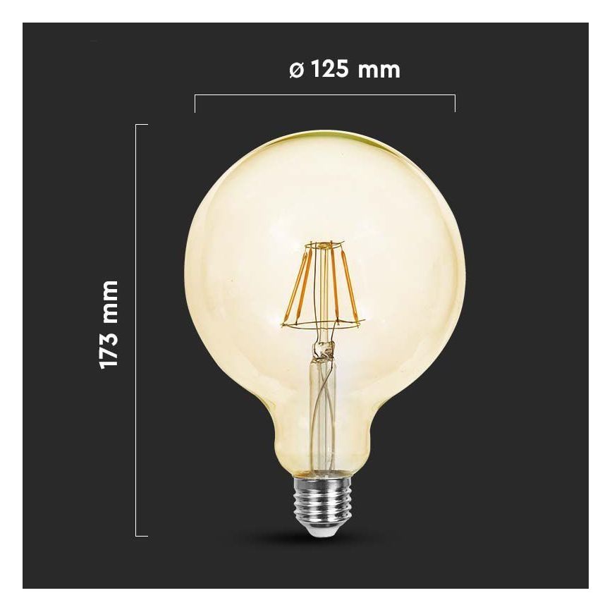 LED Žarulja FILAMENT G125 E27/12W/230V 2200K