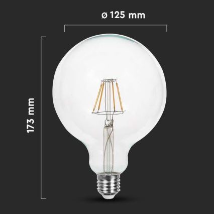 LED Žarulja FILAMENT G125 E27/12W/230V 3000K