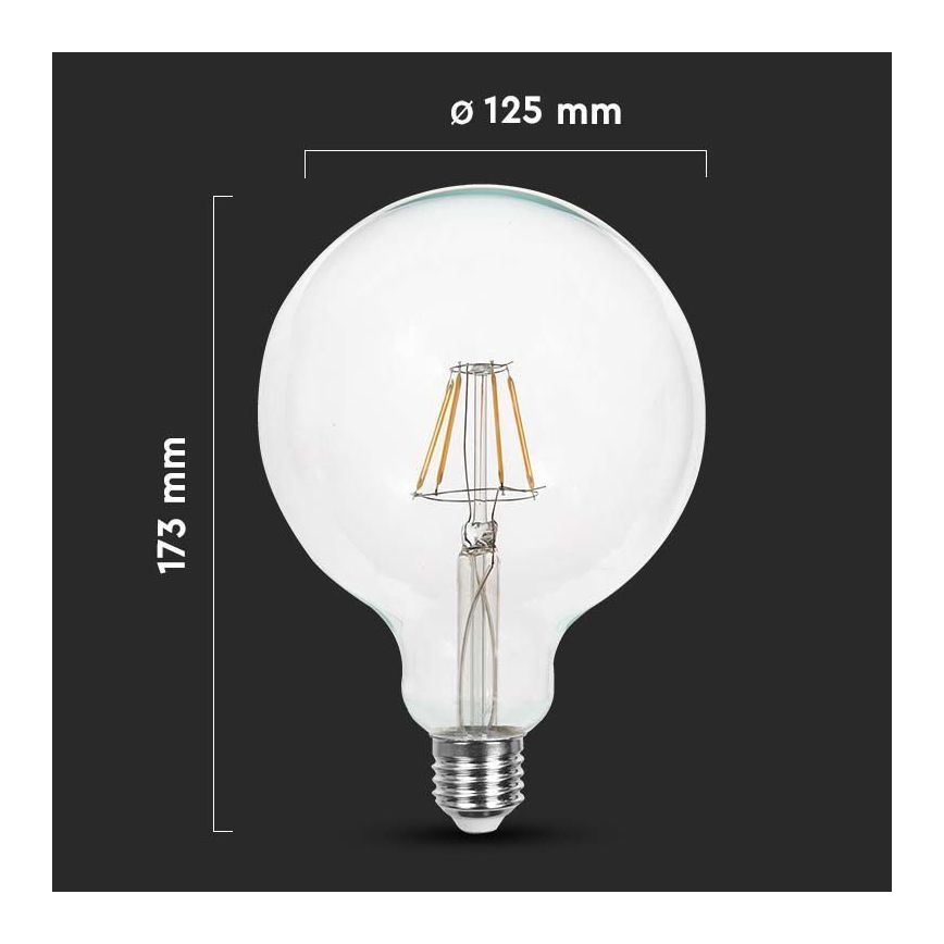 LED Žarulja FILAMENT G125 E27/12W/230V 3000K