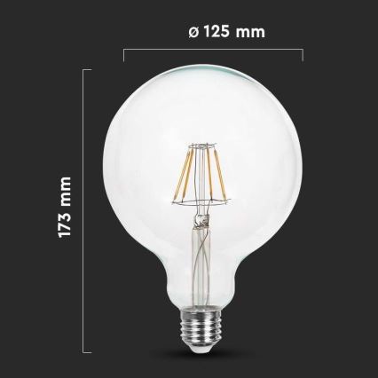 LED Žarulja FILAMENT G125 E27/12W/230V 6500K