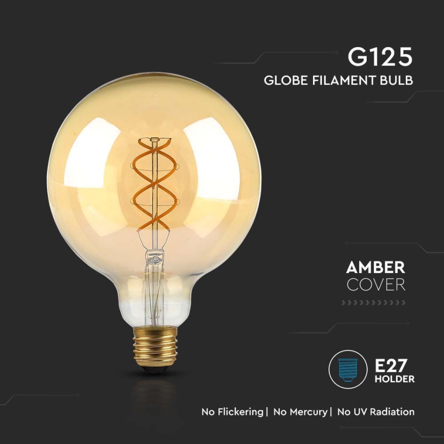 LED Žarulja FILAMENT G125 E27/5W/230V 1800K