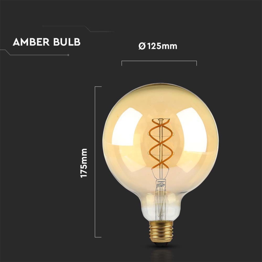 LED Žarulja FILAMENT G125 E27/5W/230V 1800K