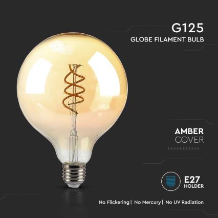 LED Žarulja FILAMENT G125 E27/6W/230V 1800K