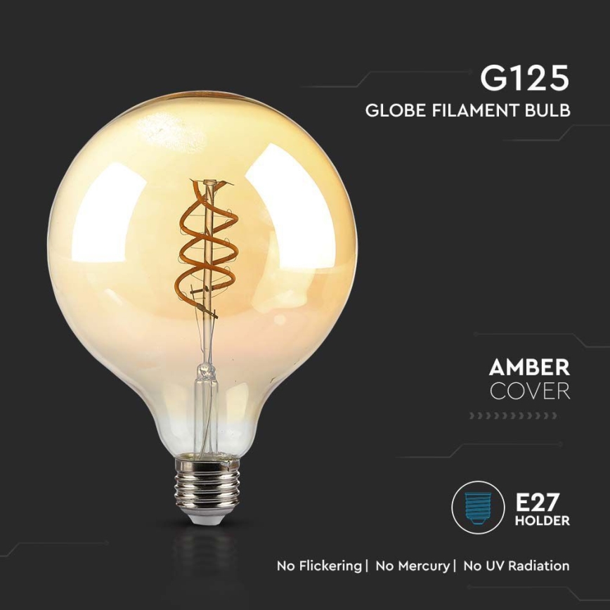 LED Žarulja FILAMENT G125 E27/6W/230V 1800K