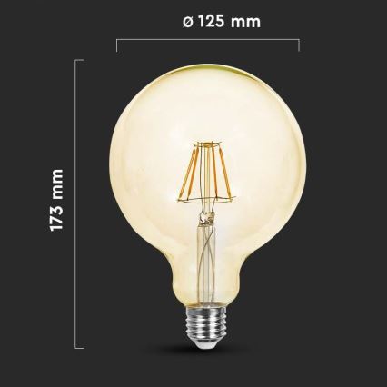 LED Žarulja FILAMENT G125 E27/6W/230V 2200K