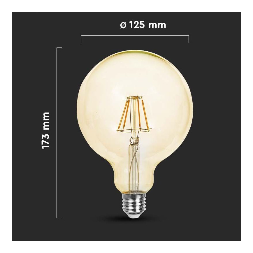 LED Žarulja FILAMENT G125 E27/6W/230V 2200K