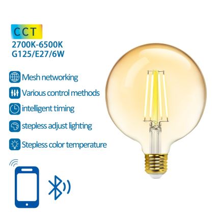 LED Prigušiva žarulja FILAMENT MESH Smart G125 E27/6W/230V 2700-6500K - Aigostar