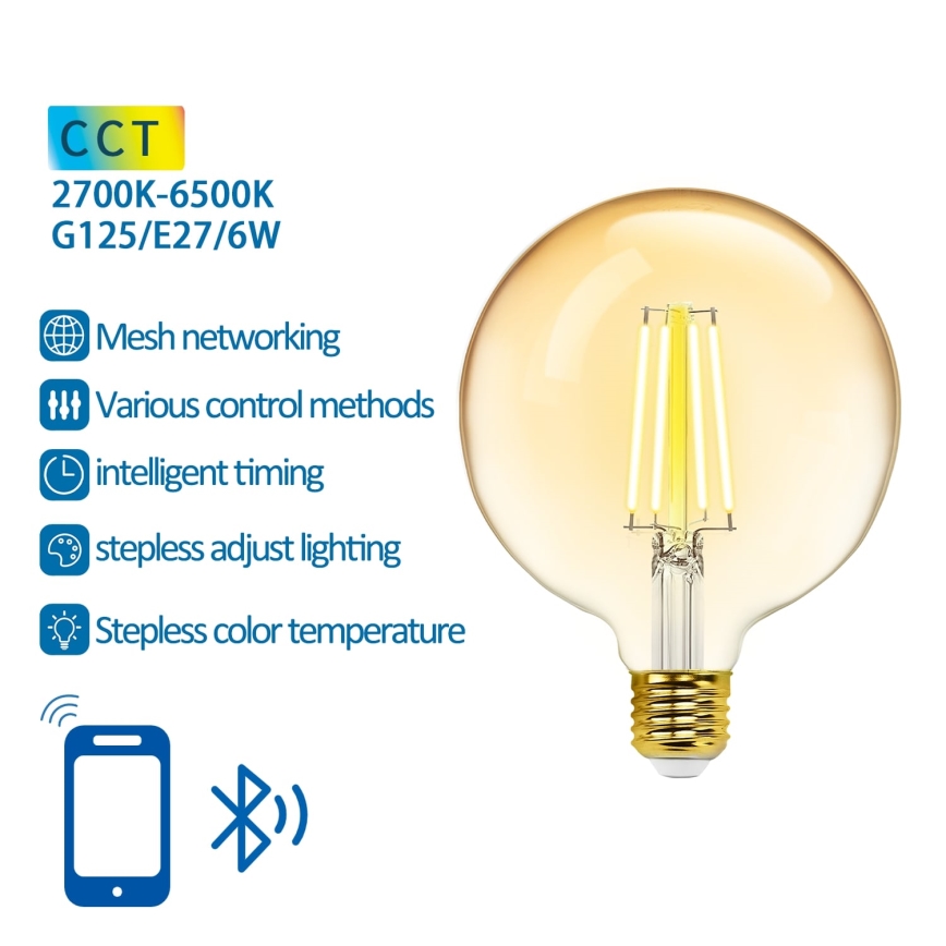 LED Prigušiva žarulja FILAMENT MESH Smart G125 E27/6W/230V 2700-6500K - Aigostar