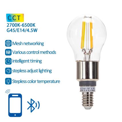 LED Žarulja FILAMENT G45 E14/4,5W/230V 2700-6500K - Aigostar