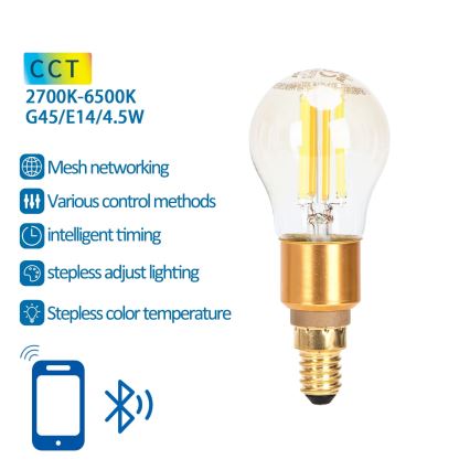 LED Prigušiva žarulja FILAMENT MESH Smart G45 E14/4,5W/230V 2700-6500K - Aigostar