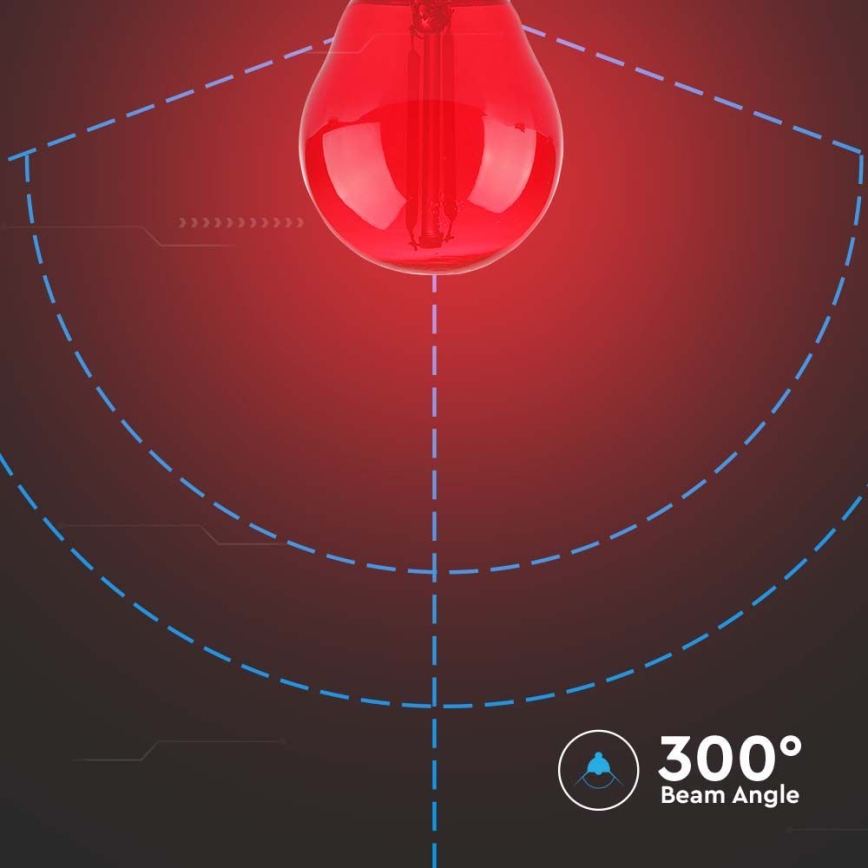 LED Žarulja FILAMENT G45 E27/2W/230V crvena