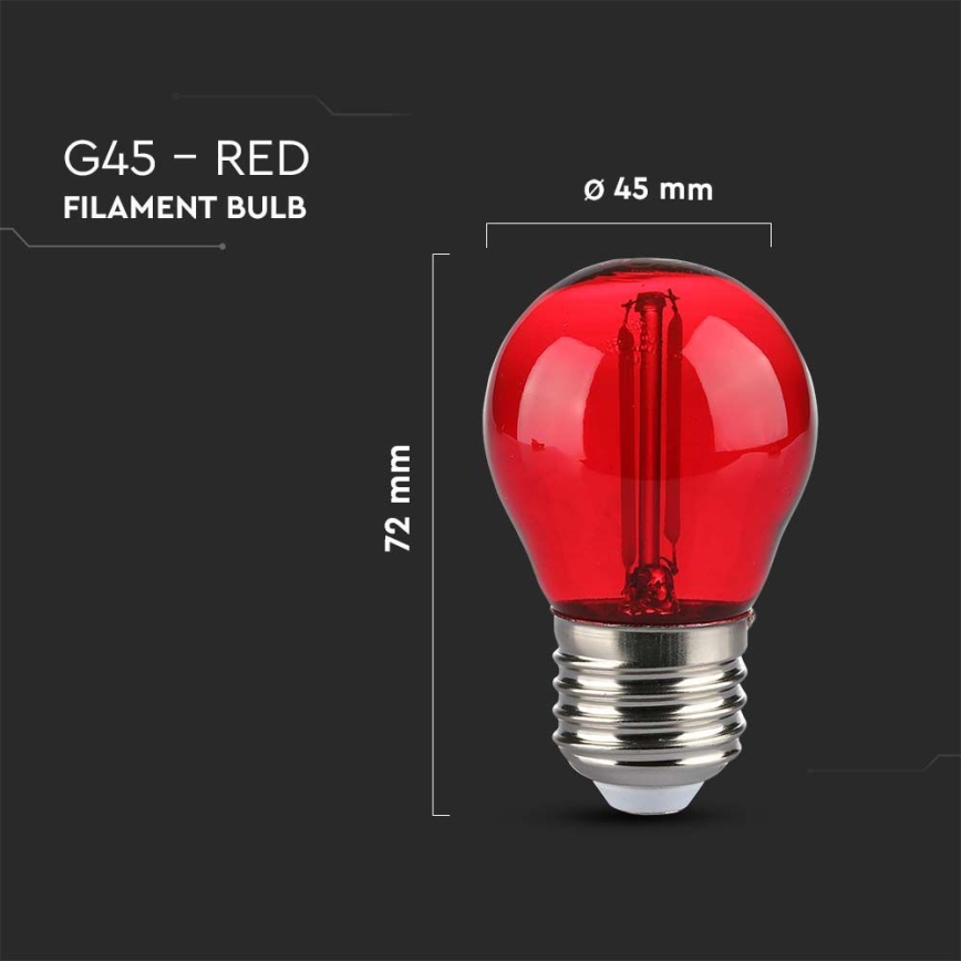 LED Žarulja FILAMENT G45 E27/2W/230V crvena