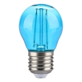 LED Žarulja FILAMENT G45 E27/2W/230V plava