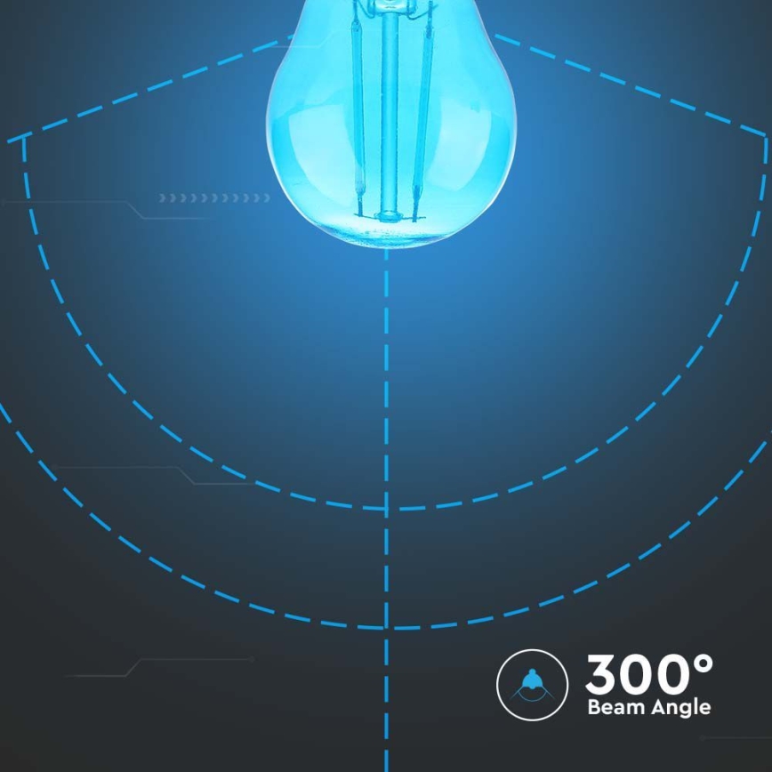 LED Žarulja FILAMENT G45 E27/2W/230V plava
