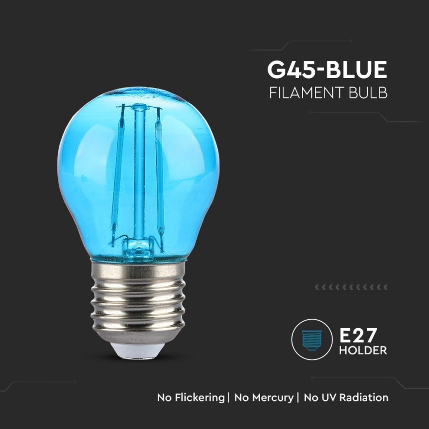 LED Žarulja FILAMENT G45 E27/2W/230V plava