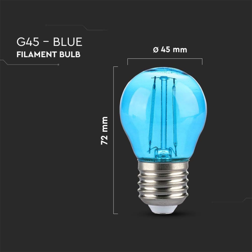 LED Žarulja FILAMENT G45 E27/2W/230V plava