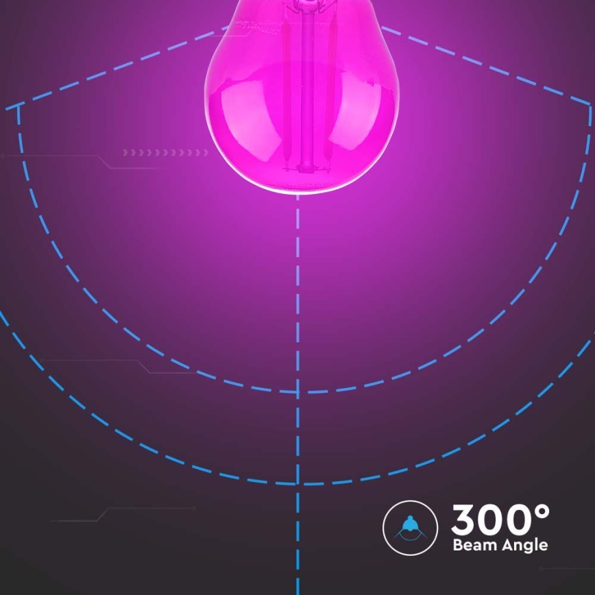 LED Žarulja FILAMENT G45 E27/2W/230V ružičasta