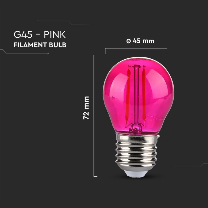 LED Žarulja FILAMENT G45 E27/2W/230V ružičasta