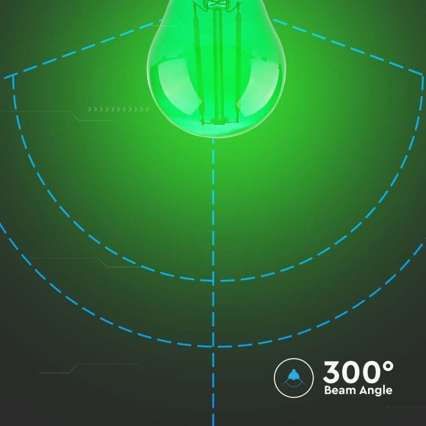 LED Žarulja FILAMENT G45 E27/2W/230V zelena
