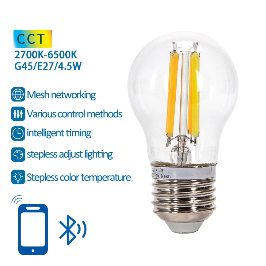 LED Prigušiva žarulja FILAMENT MESH Smart G45 E27/4,5W/230V 2700-6500K - Aigostar