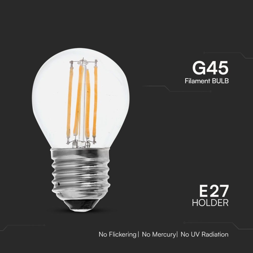 LED Žarulja FILAMENT G45 E27/6W/230V 6500K