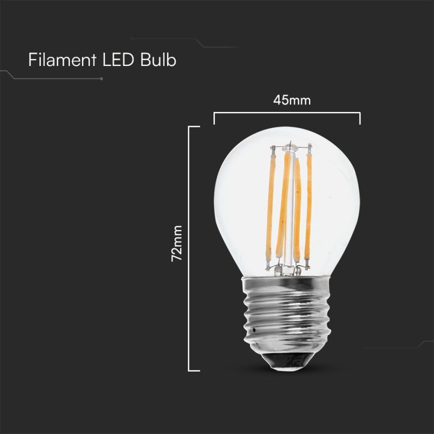 LED Žarulja FILAMENT G45 E27/6W/230V 6500K