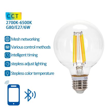 LED Prigušiva žarulja FILAMENT MESH Smart G80 E27/6W/230V 2700-6500K - Aigostar