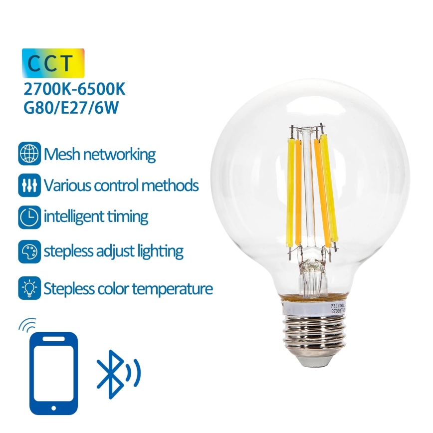 LED Prigušiva žarulja FILAMENT MESH Smart G80 E27/6W/230V 2700-6500K - Aigostar